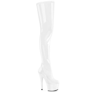 Wit 18 cm ADORE-4000 Vinyl plateau overknee laarzen crotch hoog