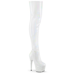 Wit 18 cm BEJ-3000-7 Hologram pole dance overknee laklaarzen