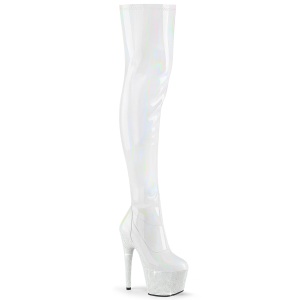 Wit 18 cm BEJ-3000-7 Hologram pole dance overknee laklaarzen