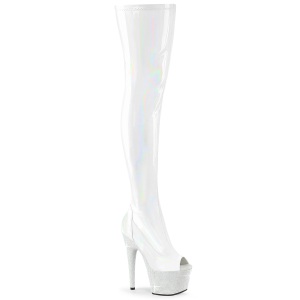 Wit 18 cm BEJ-3011-7 Hologram pole dance overknee laklaarzen