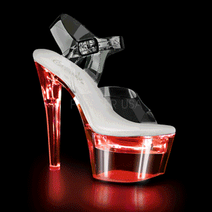 Wit 18 cm FLASHDANCE-708 LED gloeilamp stripper sandalen paaldans schoenen