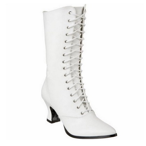 Wit 7 cm VICTORIAN-120 Dames Enkellaarzen met Veters