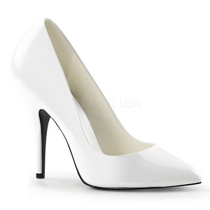 Wit Lak 13 cm SEDUCE-420 Hoge Hakken Pumps voor Heren