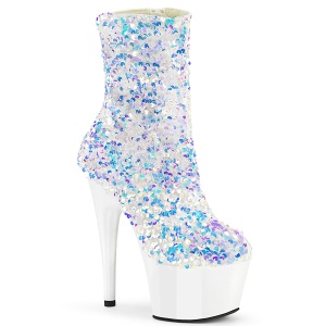 Witte Pailletten 18 cm ADORE-1042SQ dames high heels boots plateau