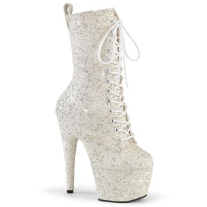 Witte glitter 18 cm ADORE-1040GR dames high heels boots plateau