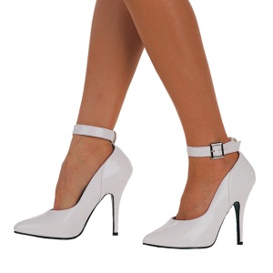 Witte lakpumps 13 cm SEDUCE-431 enkelband pumps met hoge hakken