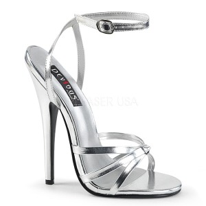 Zilver 15 cm DOMINA-108 fetish schoenen met naaldhak