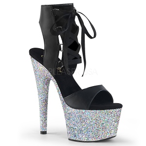 Zilver 18 cm ADORE-700-14LG glitter plateau schoenen met hakken