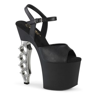 Zilver 18 cm IRONGRIP-709 plateau high heels met boksbeugels hakken