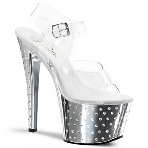 Zilver 18 cm Pleaser STARDUST-708 High Heels Chroom Plateau