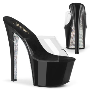 Zilver 18 cm SKY-301CRS plateau mules hakken met strass steentjes