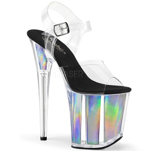 Zilver 20 cm FLAMINGO-808HGI Hologram plateau hoge hakken