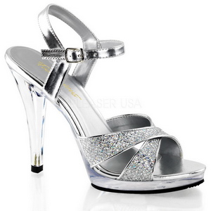 Zilver Glitter 12 cm FLAIR-419G Dames Sandalen met Hak