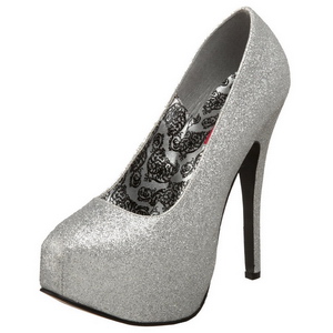 Zilver Glitter 14,5 cm Burlesque TEEZE-31G Platform Pumps Schoenen