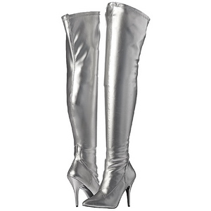 Zilver Mat 13 cm SEDUCE-3000 Overknee Laarzen voor Heren