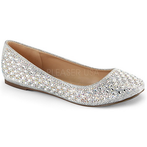 Zilver TREAT-06 kristal steen ballerinas schoenen