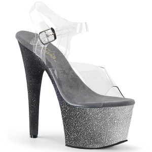 Zilver glitter 18 cm Pleaser ADORE-708OMBRE paaldans schoenen met hoge hakken