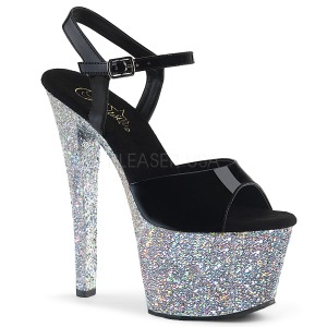 Zilver glitter 18 cm Pleaser SKY-309LG paaldans schoenen met hoge hakken