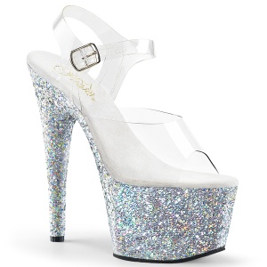 Zilver glitter plateau 18 cm ADORE-708LG pole dance schoenen met hoge hakken