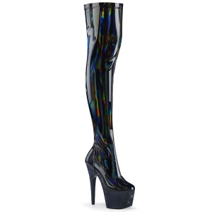 Zwart 18 cm BEJ-3000-7 Hologram pole dance overknee laklaarzen