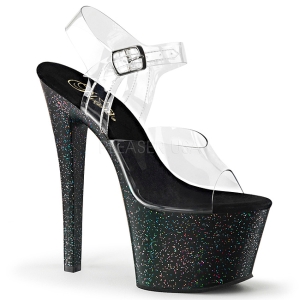 Zwart 18 cm Pleaser SKY-308MG glitter schoenen met hakken