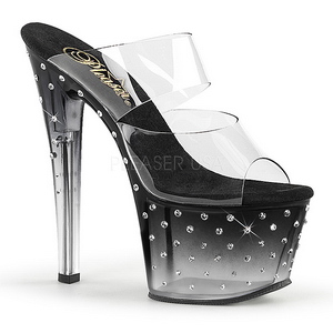 Zwart 18 cm STARDUST-702T Strass steentjes plateau slippers dames