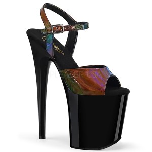 Zwart 20 cm FLAMINGO-809RBDT Hologram plateau hoge hakken