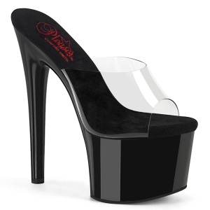 Zwart 20 cm PASSION-701 transparante hakken - pole dance mules