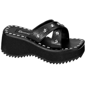 Zwart 6,5 cm FLIP-05 Plateau Gothic Slippers Dames