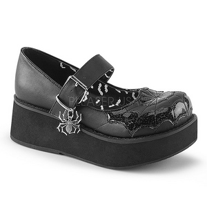 Zwart 6 cm DemoniaCult SPRITE-05 gothic plateau schoenen