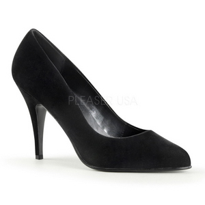 Zwart Fluweel 10 cm VANITY-420 pleaser pumps met puntneus