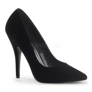 Zwart Fluweel 13 cm SEDUCE-420 Hoge Hakken Pumps voor Heren