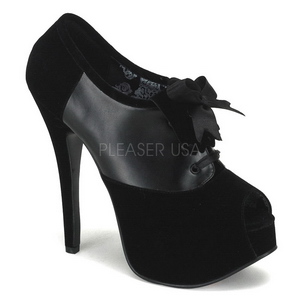Zwart Fluweel 14,5 cm Burlesque TEEZE-16 damesschoenen met hoge hak