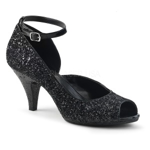 Zwart Glitter 7,5 cm BELLE-381G pumps voor mannen