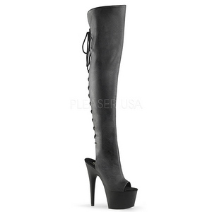 Zwart Kunstleer 18 cm ADORE-3019 overknee laarzen met hoge hakken