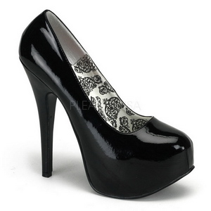 Zwart Lak 14,5 cm Burlesque BORDELLO TEEZE-06 Plateau Pumps Hoge Hak