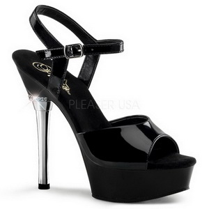 Zwart Lak 14 cm ALLURE-609 Plateau Stiletto Hakken