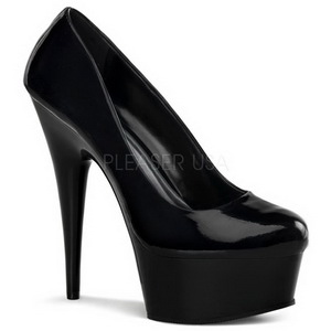 Zwart Lak 15 cm Pleaser DELIGHT-685 Plateau Pumps Hoge Hak