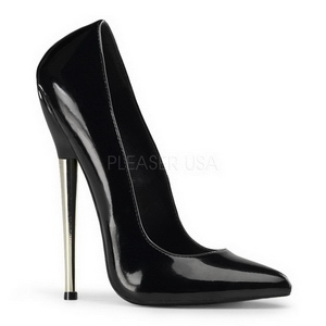 Zwart Lak 16 cm DAGGER-01 Dames Pumps met Stiletto Hak