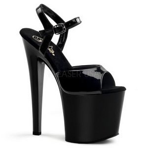 Zwart Lak 19 cm Pleaser TABOO-709 Plateau Hoge Hakken