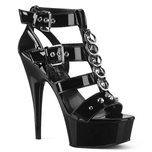 Zwart Lakleer 15 cm DELIGHT-658 pleaser schoenen met hoge hakken
