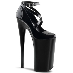 Zwart Lakleer 25,5 cm BEYOND-087 super hoge hakken - extreme plateau pumps