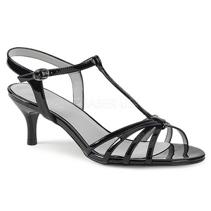 Zwart Lakleer 6 cm KITTEN-06 grote maten sandalen dames