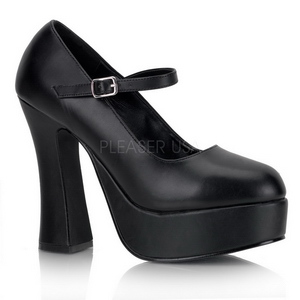 Zwart Mat 13 cm DOLLY-50 Mary Jane Plateaupumps