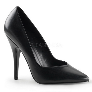 Zwart Mat 13 cm SEDUCE-420V pleaser pumps met puntneus