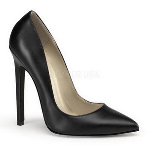 Zwart Mat 13 cm SEXY-20 naaldhak pumps met puntneus