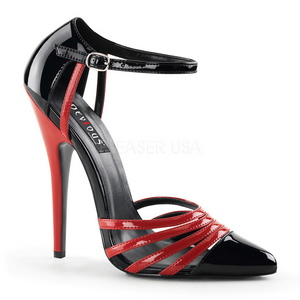 Zwart Rood 15 cm DOMINA-412 damesschoenen met hoge hak