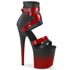 Zwart Rood 20 cm FLAMINGO-800-15 plateau schoenen met hakken