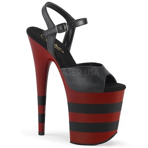 Zwart Rood 20 cm FLAMINGO-809SR pleaser hoge hakken met plateau