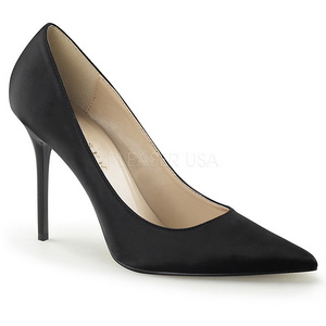 Zwart Satijn 10 cm CLASSIQUE-20 grote maten stilettos schoenen